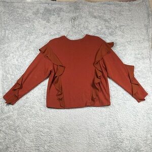 a new day Women's Terracotta Ruffle Sleeve Blouse